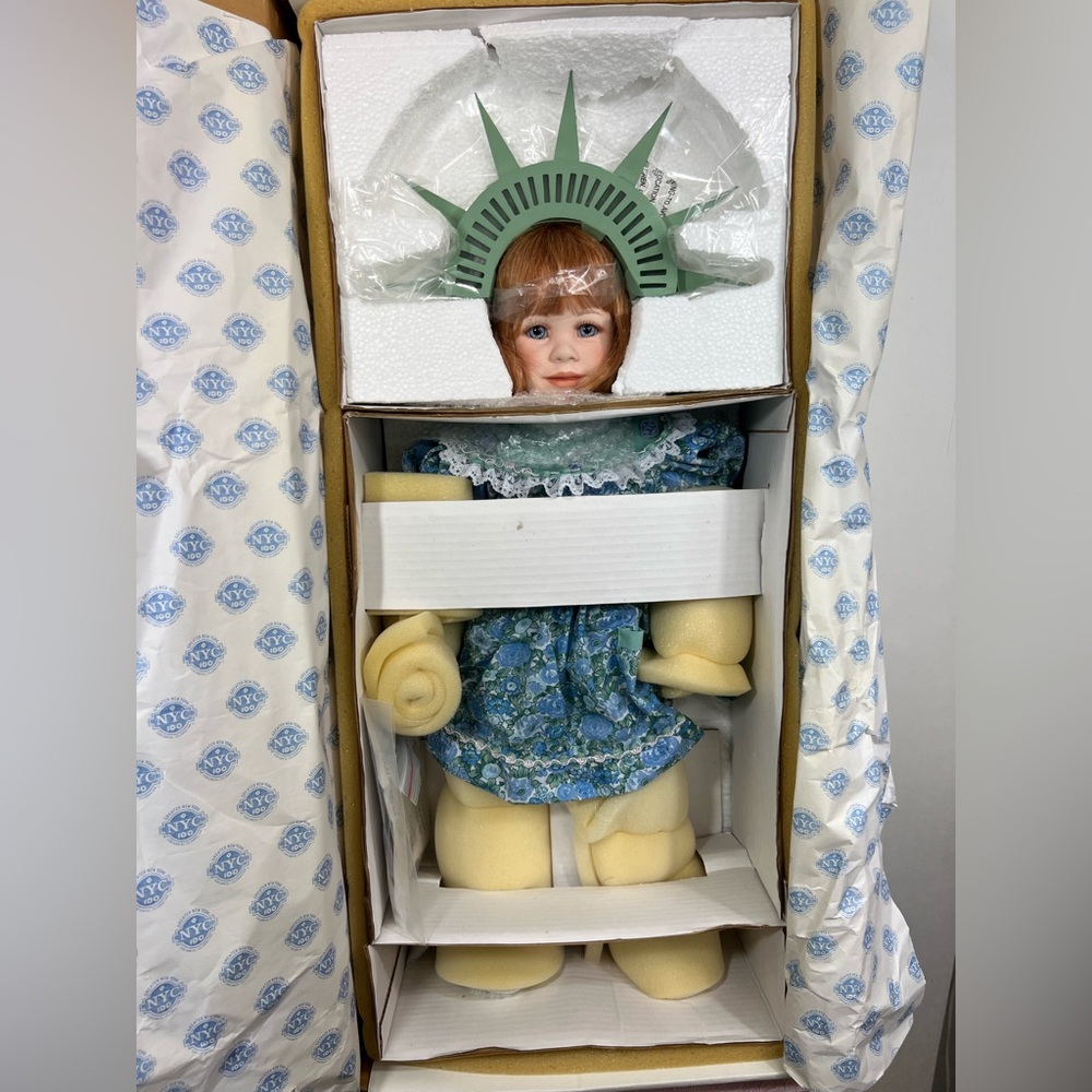 NYC 100 Dominoque Centennial Celebration 24 in Porcelain liberty Doll By Jeanne